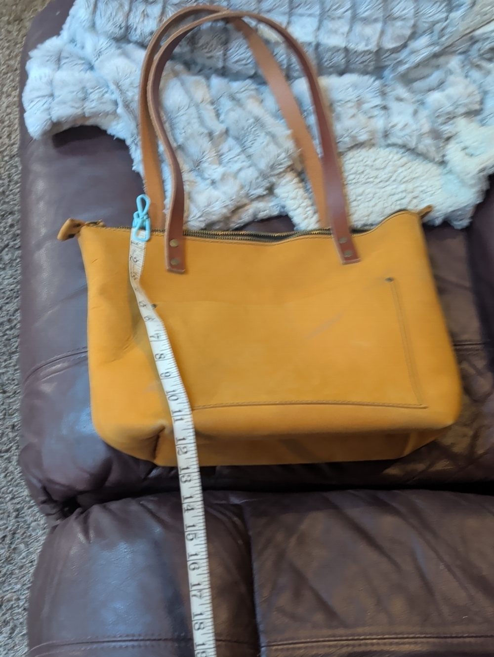 Portland Leather Mustard Shoulder Bag with Tan Straps